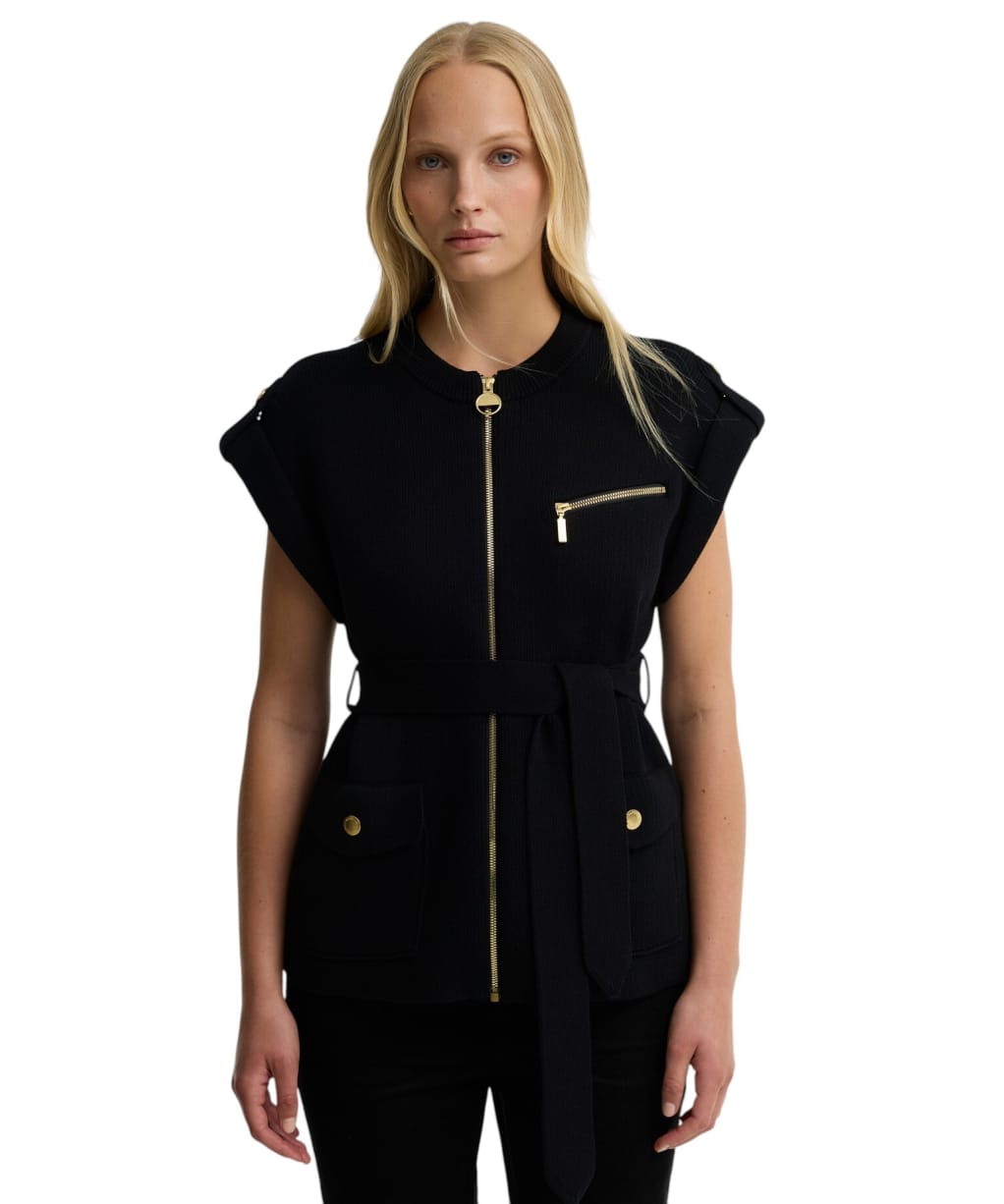 Women's Barbour International Zadie Knitted Sleeveless Zip Through - Black