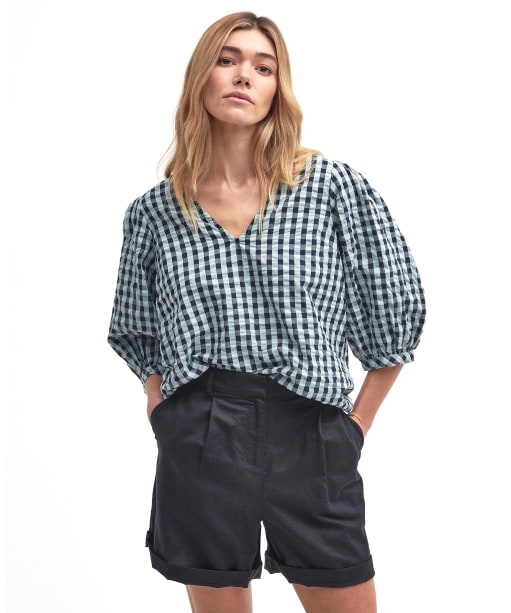 Women's Barbour Abigail Top - Blue Haze Gingham