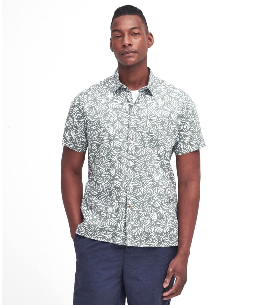 Men's Barbour Jackstone Regular Short Sleeve Printed Summer Shirt - Pea Green