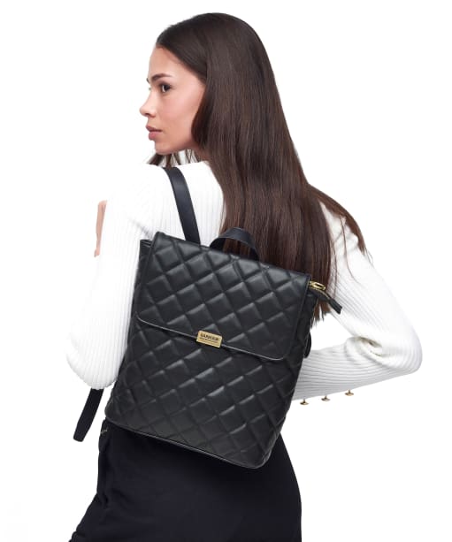 Women's Barbour International Quilted Hoxton Backpack - Black