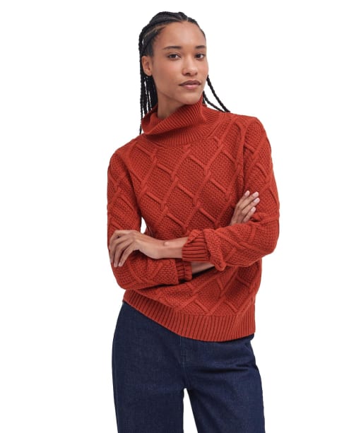 Women's Barbour Burne Roll Neck Knit - Spiced Pumpkin