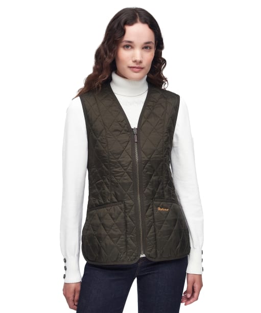 Women's Barbour Betty Quilted Waistcoat / Zip-In Liner - Dark Olive