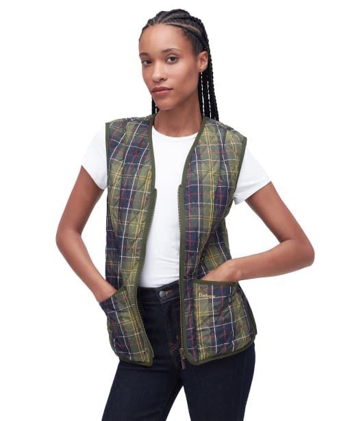 Women's Barbour Quilted Tartan Betty Waistcoat / Zip-In Liner - Classic Tartan