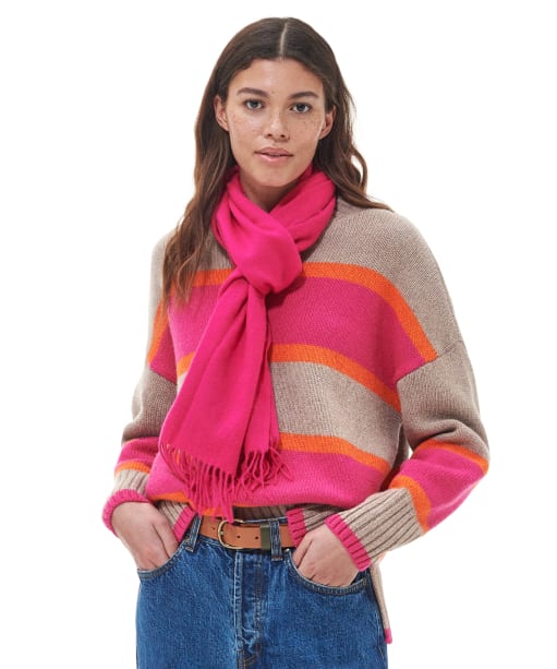 Women's Barbour Lambswool Woven Scarf - Pink Dahlia