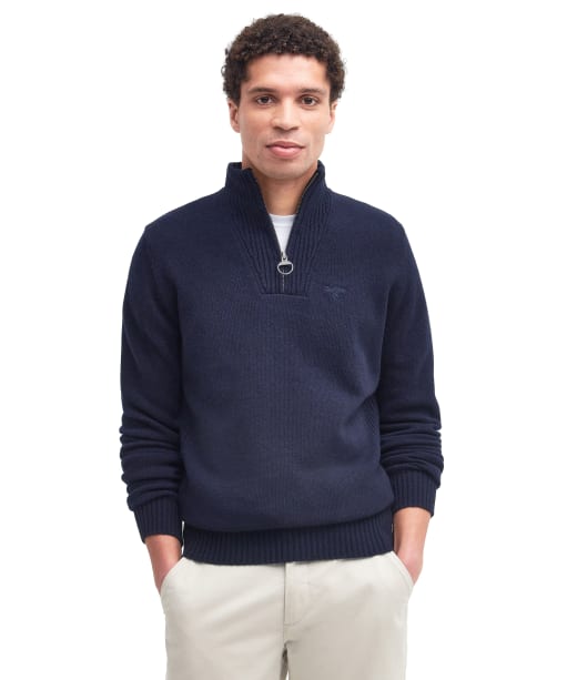 Men's Barbour Essential Wool Half Zip Sweater - Navy