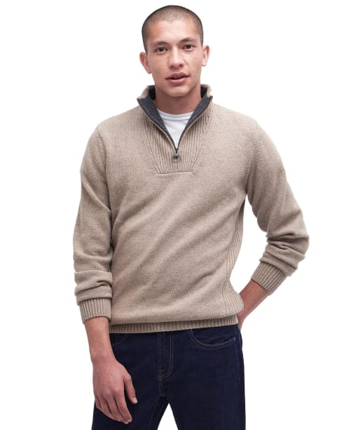 Men's Barbour Nelson Half Zip Sweater - Stone