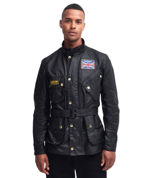 Men's Barbour International Union Jack Waxed Jacket - Black