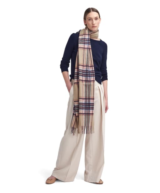 Women's Barbour Lonnen Check Scarf - White Pepper