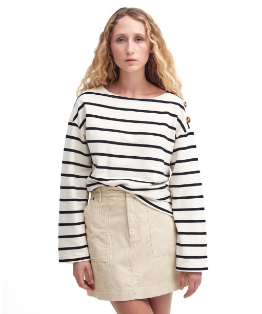 Women's Barbour Caroline Crew Neck Sweatshirt - EGGSHELL STRIPE