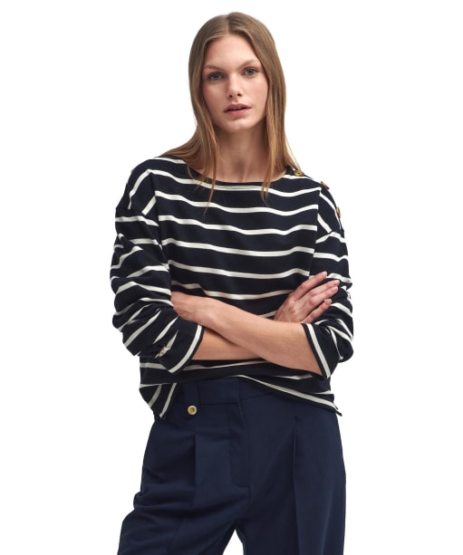 Women's Barbour Caroline Crew Neck Sweatshirt - Black Stripe