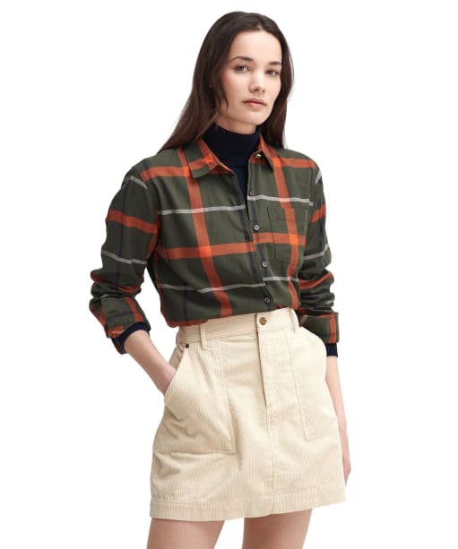 Women's Barbour Oxer Check Shirt - Olive Check