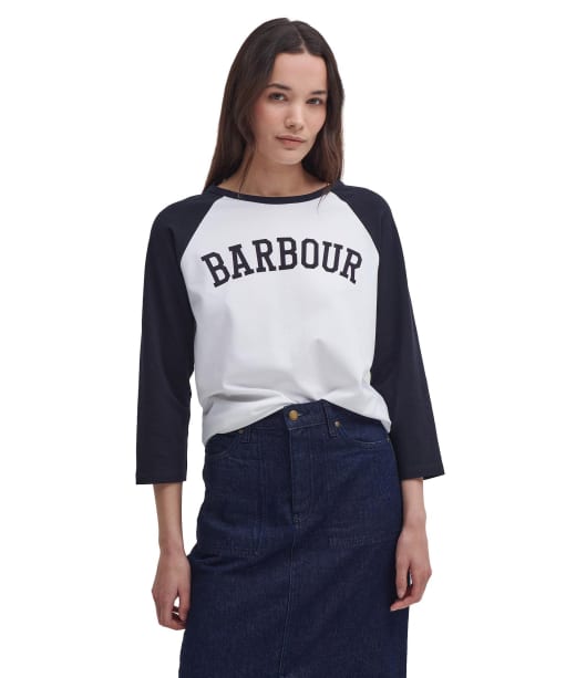 Women's Barbour Northumberland T-shirt - White / Navy 2