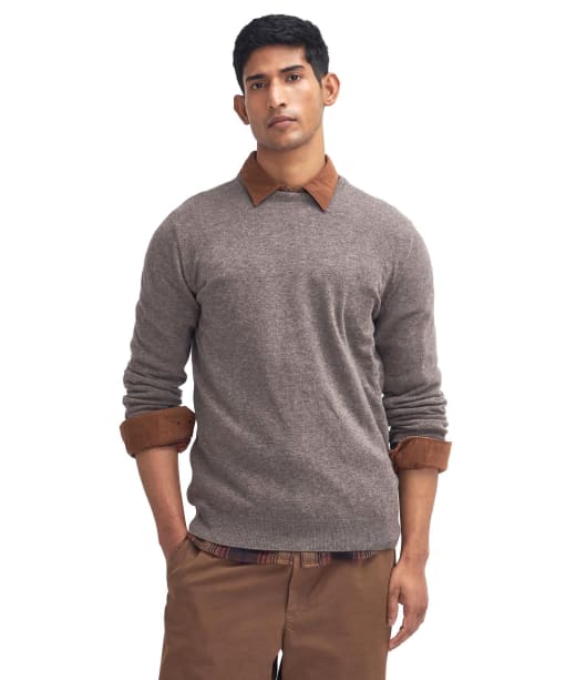 Men's Barbour Essential Lambswool Crew Neck Sweater - Dark Stone