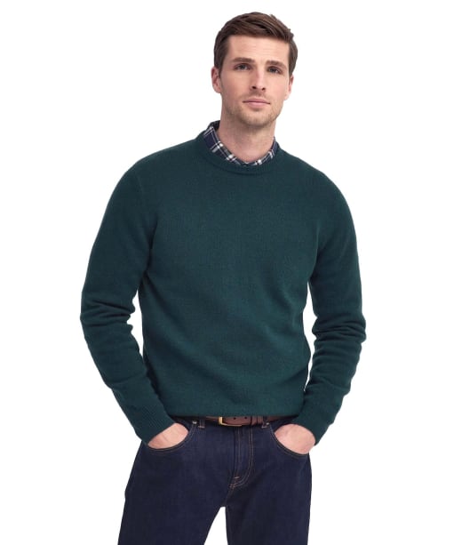 Men's Barbour Patch Crew Neck Lambswool Sweater - Evergreen