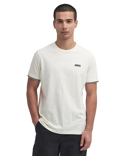 Men's Barbour International Philip Tipped Cuff Cotton T-Shirt - Whisper White