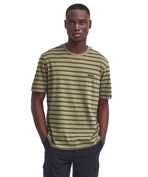 Men's Barbour International Bernie Stripe Cotton T-Shirt - Bleached Olive