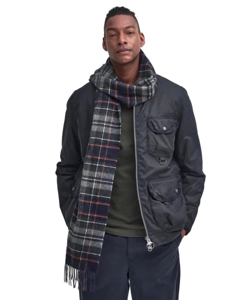 Barbour New Check Tartan Scarf - Navy / Dark Ginger