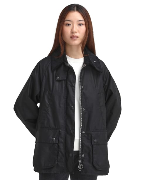 Women's Barbour Womens Bedale Waxed Jacket - Black / Modern Tartan