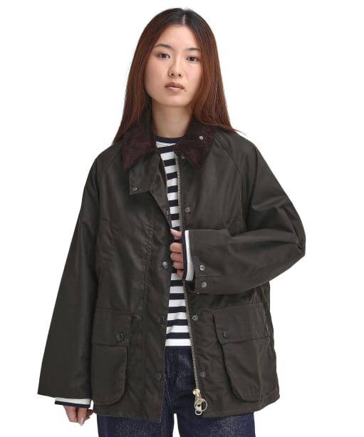 Women's Barbour Womens Bedale Waxed Jacket - Olive / Classic Tartan