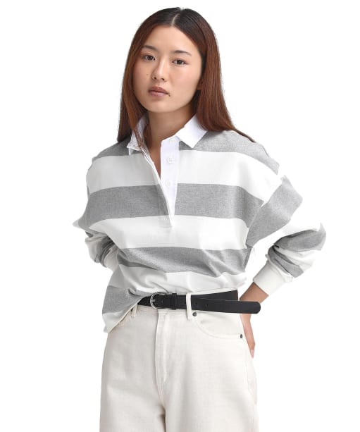 Women's Barbour Marsden Oversized Rugby Top - Whisper White Stripe