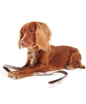 Barbour Reflective Tartan Dog Lead - Taupe / Pink Tartan