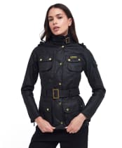 Women's Barbour International Waxed Jacket - Black