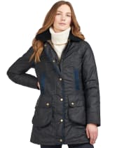 Women's Barbour Bower Waxed Jacket - Navy