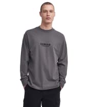 Men's Barbour International Long Sleeve Mapped Print Oversized T-Shirt - Plum Grey