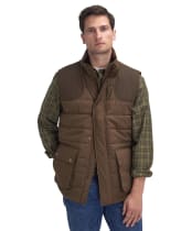 Men's Barbour Bradford Tattersall Puffer Gilet - Dark Sand