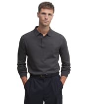 Men's Barbour Bassington Long Sleeve Knitted Polo Shirt - Charcoal