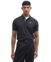 Men's Barbour Tartan Pique Polo Shirt - BLACK/CEDARWOOD