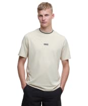 Men's Barbour International Central Logo Tipped T-Shirt - Oyster Grey
