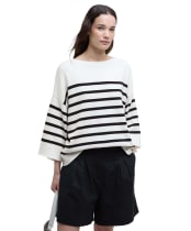 Women's Barbour Renfew Knitted Jumper - CLOUD/BLACK STRI
