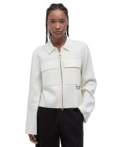 Women's Barbour Alma Knitted Zip Through Cardigan - ECRU/OATMEAL