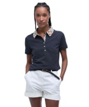 Women's Barbour Malvern Polo Shirt - Navy / Hessian