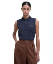Women's Barbour Bowford Sleeveless Polo Top - Navy
