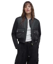 Women's Barbour International Emerson Quilted Sweater Jacket - Black