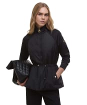 Women's Barbour International Caprice Quilted Sweater Jacket - Black