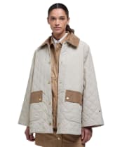 Women's Barbour Corinne Quilted Jacket - Light Sand / Ancient Tartan