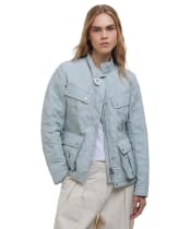Women's Barbour International Halsey Quilted Jacket - LT STEEL/SILVER