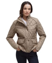 Women's Barbour Crawford Cavalry Quilted Jacket - Military Brown