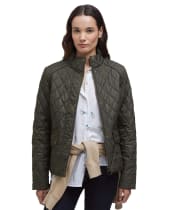 Women's Barbour Crawford Cavalry Quilted Jacket - Olive / Ancient Tartan