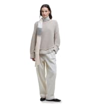 Women's Barbour Abigail Lightweight Cotton Linen Blend Tartan Scarf - Primrose Safari Tartan