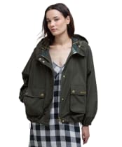 Women's Barbour Mae Showerproof Jacket - Olive / Ancient Tartan