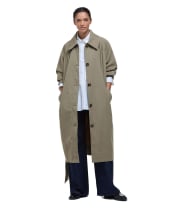 Women's Barbour Garbo Showerproof Trench Coat - Dusky Green / Rosemary Tartan