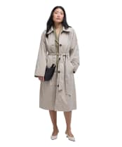 Women's Barbour Garbo Showerproof Trench Coat - Light Sand / Rosemary