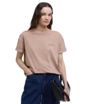 Women's Barbour Sandgate Dropped Armhole, Short Sleeve Cotton T-Shirt - Praline