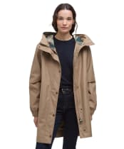 Women's Barbour Chesney Waterproof Jacket - Military Brown / Ancient Tartan