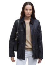 Women's Barbour Arlo Utility Waxed Jacket - Royal Navy / Ancient Tartan