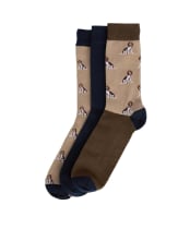 Men's Barbour Beagle Dog Socks Gift Set - Washed Stone